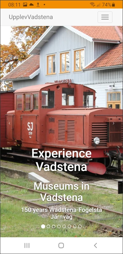 Experience Vadstena webapplication - Startpage